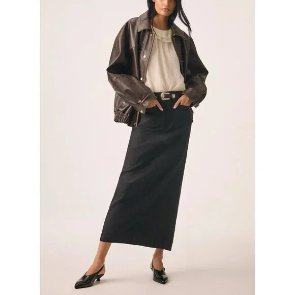 Anthropologie The Colette Maxi Skirt Maeve Womens 2X Black Stretch Pockets NWT - Picture 2 of 5